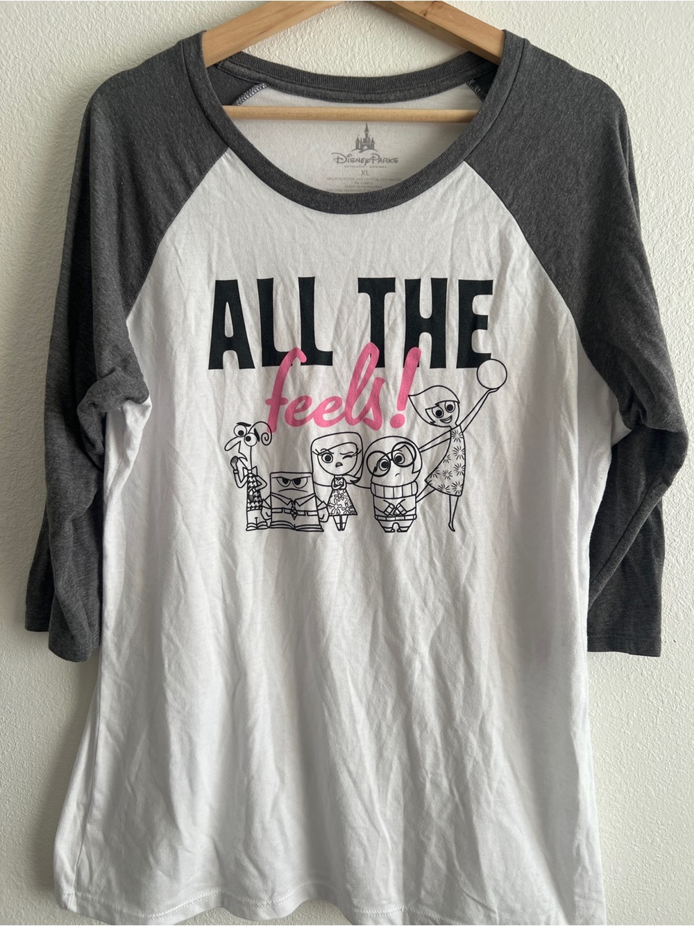 'All The Feels!' Women’s Raglan Tee - White & Dark Gray